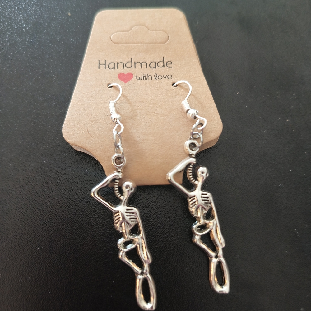 Handmade Silver Skeleton Earrings